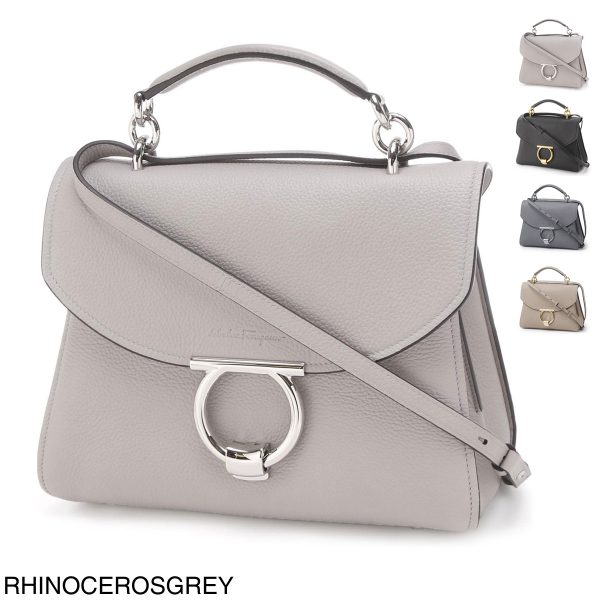 21h49301 Ferragamo Margot Handbag Rhinocerosgrey