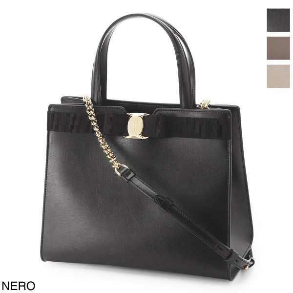 21i29001 Ferragamo Vara Tote Bag Black