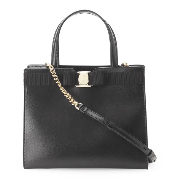 21i29002 Ferragamo Vara Tote Bag Black