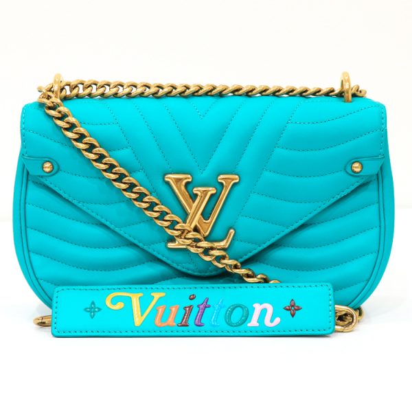 22 3014 02 Louis Vuitton Wave Chain Shoulder Bag Turquoise Blue