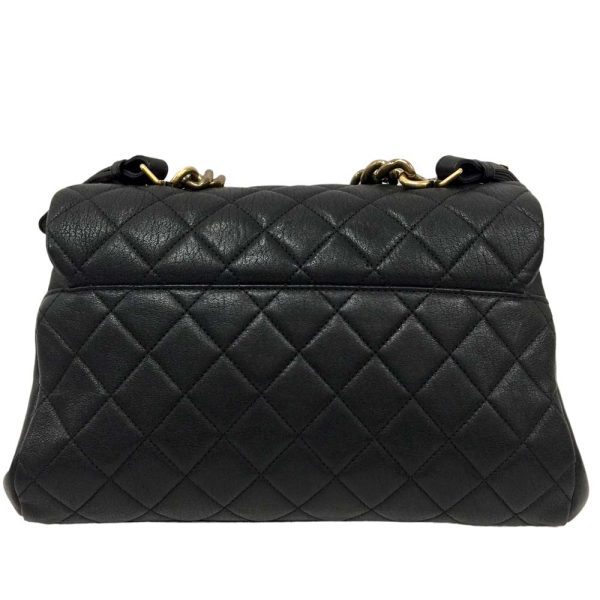 22 4159 5 Chanel Chain Shoulder 2way Handbag Matelasse Shiny Sheepskin Black