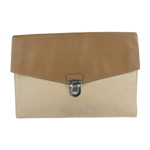 2206013007022 1 Prada Leather Clutch Bag Beige Brown