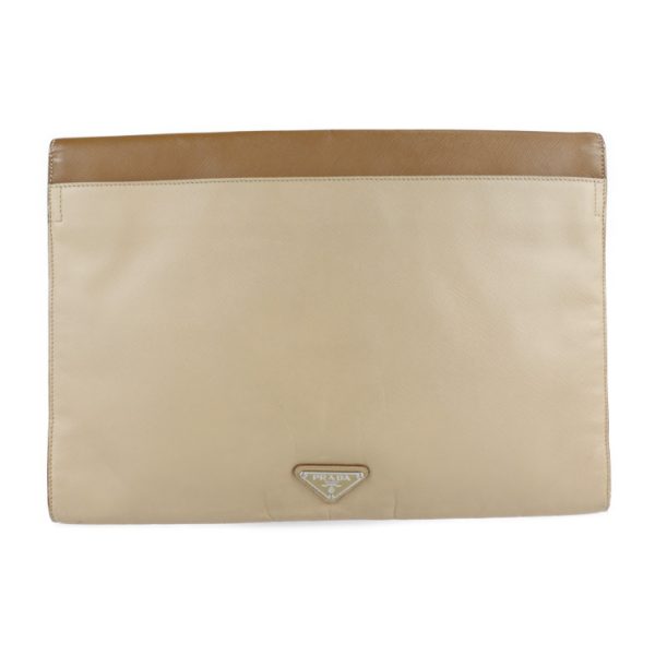 2206013007022 3 Prada Leather Clutch Bag Beige Brown