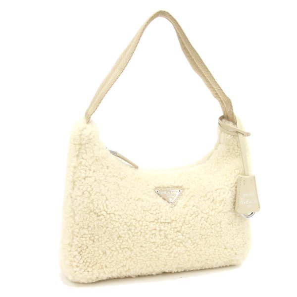 2211280601 Prada Shoulder Bag Sheepfur Ivory