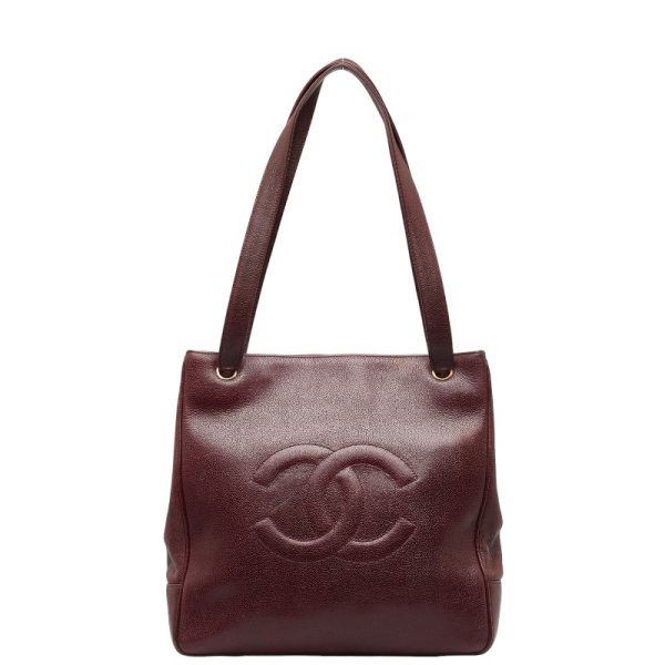 222 45353 1 Chanel Big Coco Mark Tote Bag Wine Red