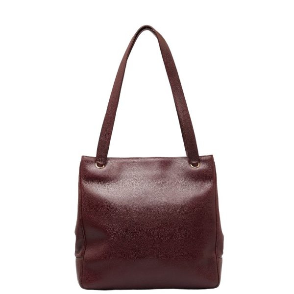 222 45353 3 Chanel Big Coco Mark Tote Bag Wine Red