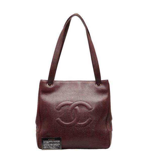 222 45353 9 Chanel Big Coco Mark Tote Bag Wine Red