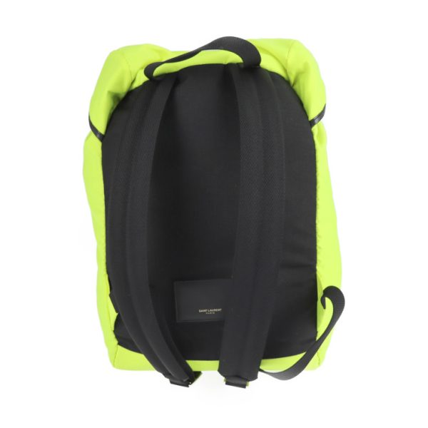 2224103008180 3 Saint Laurent Nylon Leather Moon Rucksack Bag Neon Yellow Black