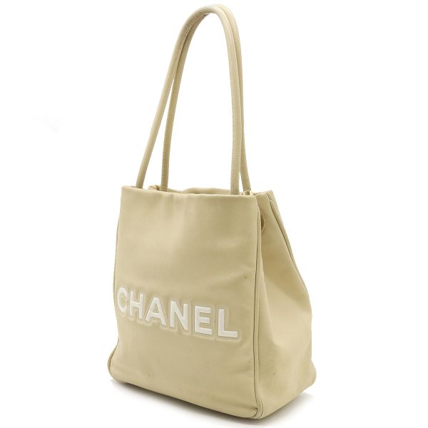 22340147 2 Chanel Camellia Logo Tote Bag Shoulder Leather Beige White