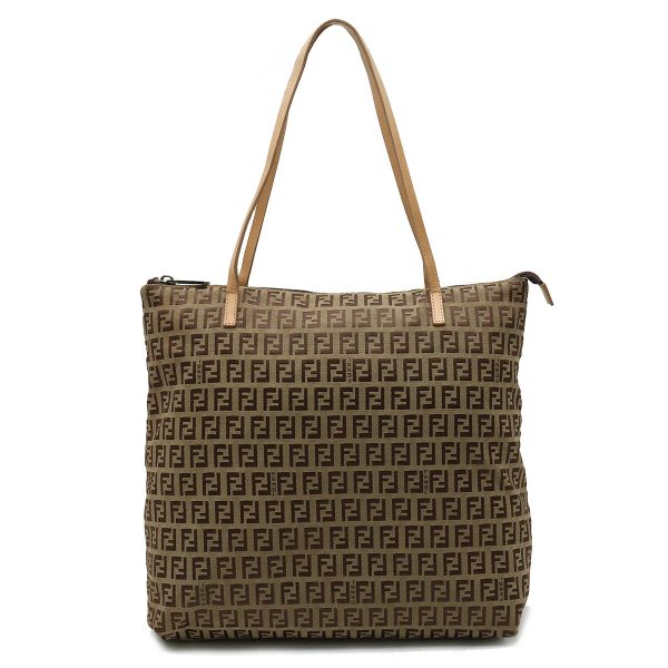 22371164 1 Fendi Zucchino Zucca Pattern Leather Tote Bag Beige