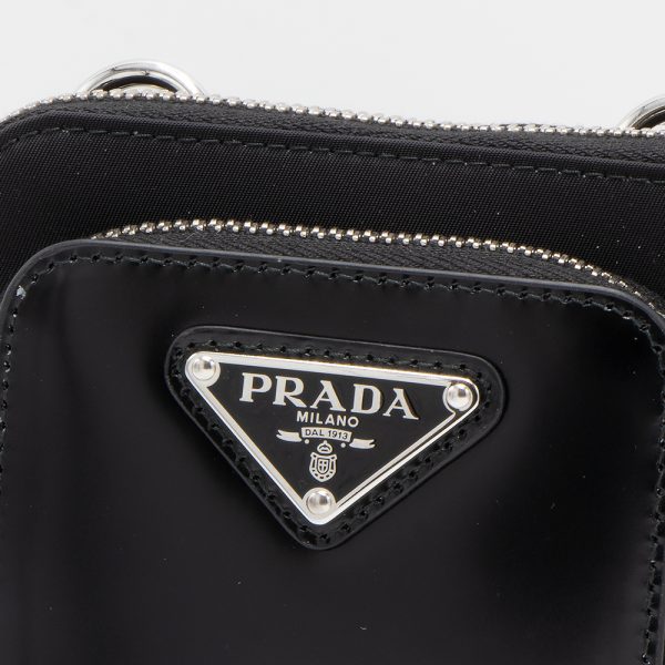 223854 7 Prada Smartphone Case Re Nylon Brushed Leather Black