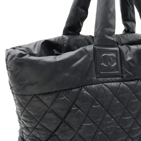 22390585 7 Chanel Coco Cocoon Medium Tote Quilted Nylon Black Red