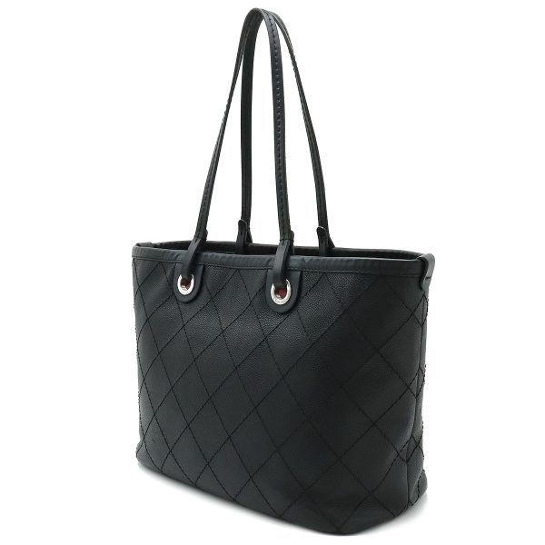 22400855 2 Chanel On The Road Wild Stitch Coco Mark Tote Bag Caviar Skin Black