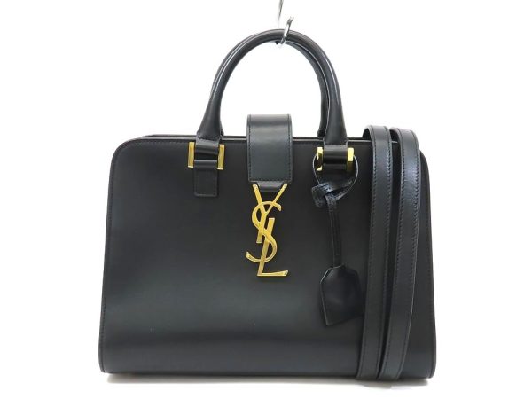 2240600314 Saint Laurent Leather Baby Cabas 2way Bag Black