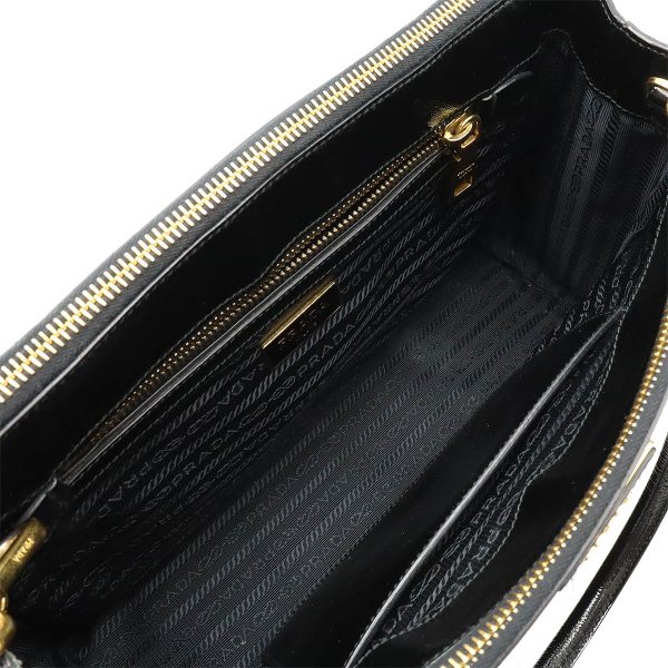 22420195 5 Prada Galleria Handbag 2 Way Shoulder Crossbody Enamel Leather Black Gold