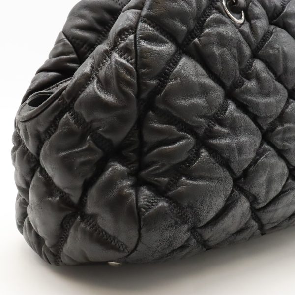 22420444 8 Chanel Bubble Quilt Chain Shoulder Bag Leather Dark Gray