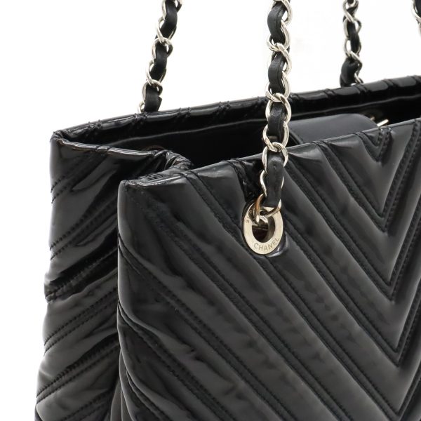 22420981 8 Chanel V Stitch Chevron Tote Enamel Black Silver