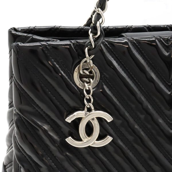 22420981 9 Chanel V Stitch Chevron Tote Enamel Black Silver