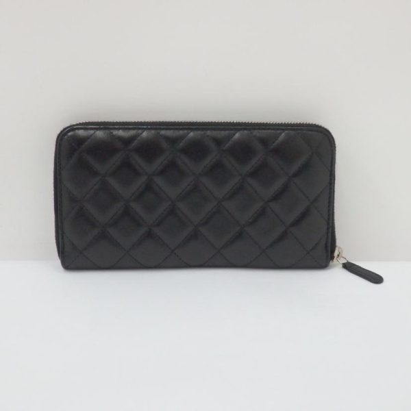 22734 2 Chanel Lambskin Round Zipper Long Wallet