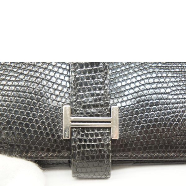 22889 10 Hermes Bairn Compact Black Lizard Bag