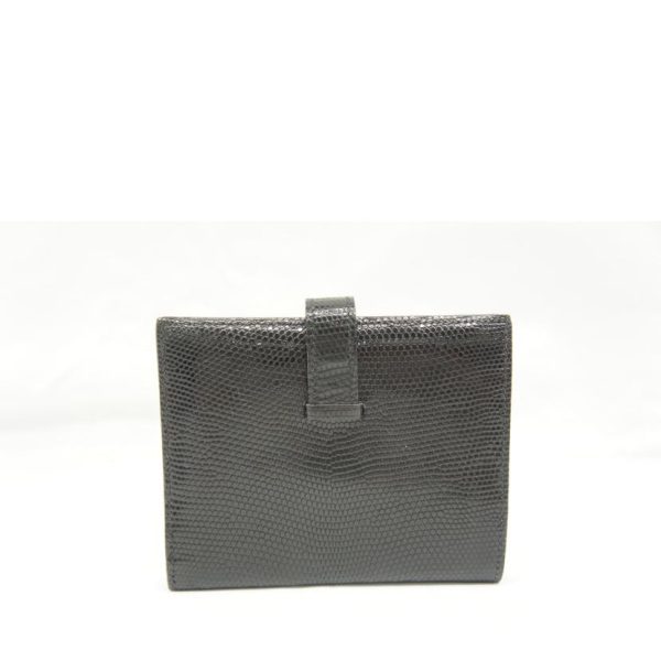 22889 2 Hermes Bairn Compact Black Lizard Bag