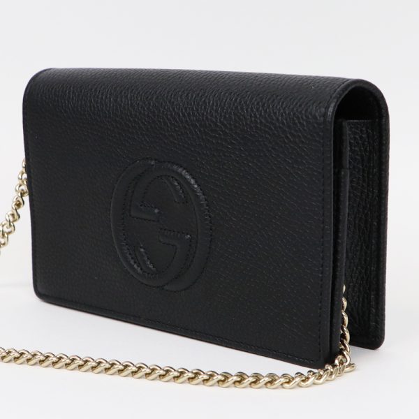 22gu021btq 003 Gucci Soho Chain Wallet Leather Black