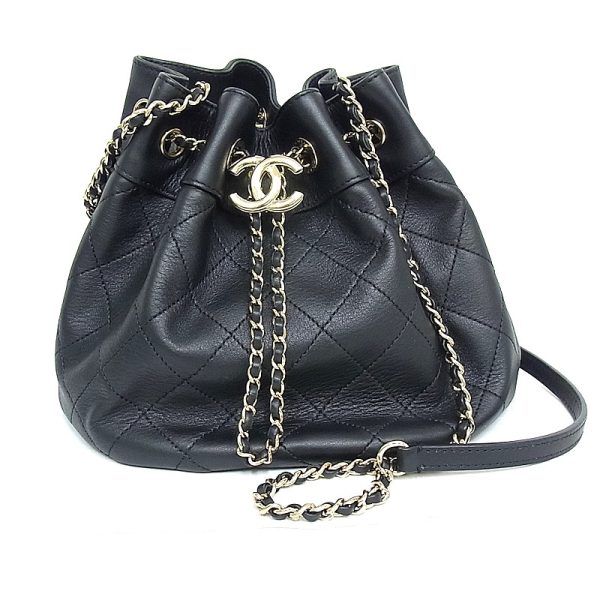 Exif JPEG PICTURE Chanel Matelasse Drawstring Bag Gold Hardware Black