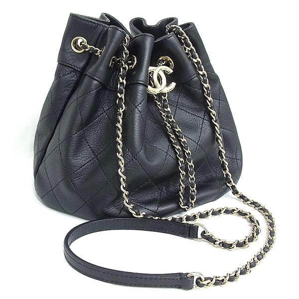 Exif JPEG PICTURE Chanel Matelasse Drawstring Bag Gold Hardware Black