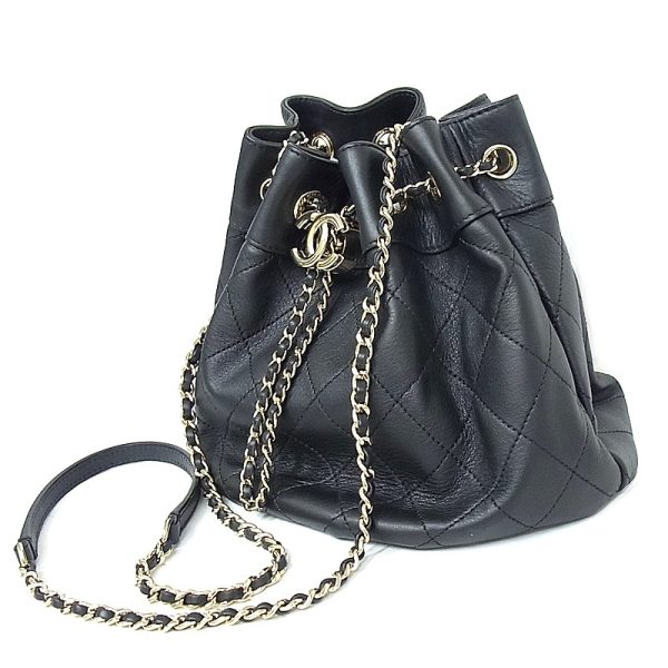 Exif JPEG PICTURE Chanel Matelasse Drawstring Bag Gold Hardware Black