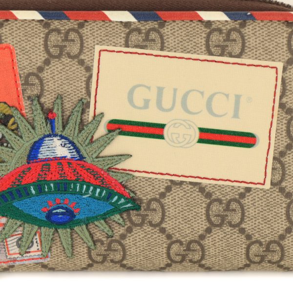 23 0391 07 Gucci Courier Round Zippy Long Wallet Beige