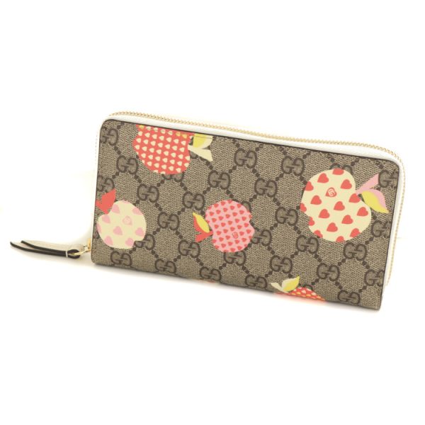 23 0599 01 Gucci Le Pomme GG Supreme Long Wallet Beige