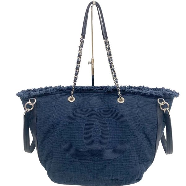 23 1962 6 Chanel Large Shopping Tote Chain Shoulder Navy