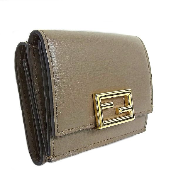 Exif JPEG PICTURE Fendi Trifold Wallet Leather Mini Wallet Brown