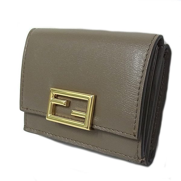 Exif JPEG PICTURE Fendi Trifold Wallet Leather Mini Wallet Brown