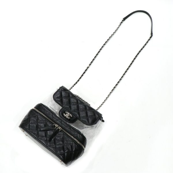 23 2885 12 Chanel Matelasse Chain Shoulder Bag Black