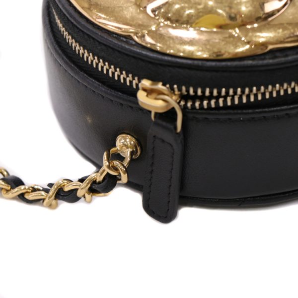 23 4366 06 Chanel Camellia Shoulder Bag Black