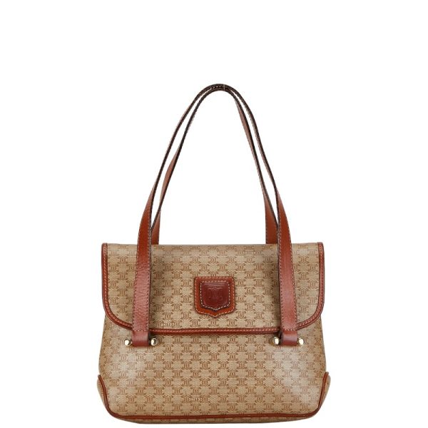 230 54993 2 Celine Macadam Handbag Beige Brown PVC Leather