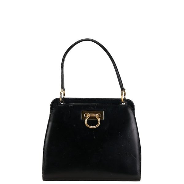 230 55030 1 Celine Double Face Ring Hardware Handbag Black Leather