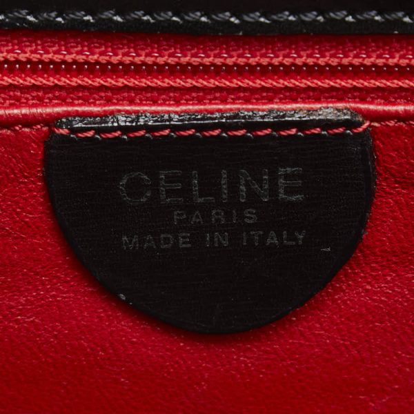 230 55030 8 Celine Double Face Ring Hardware Handbag Black Leather