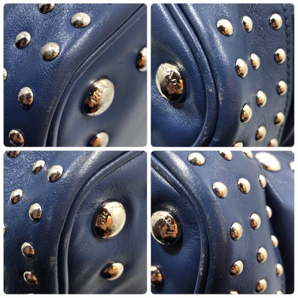 2300039467224 4 Prada Studded Drawstring Fringe Leather Tote Bag Blue