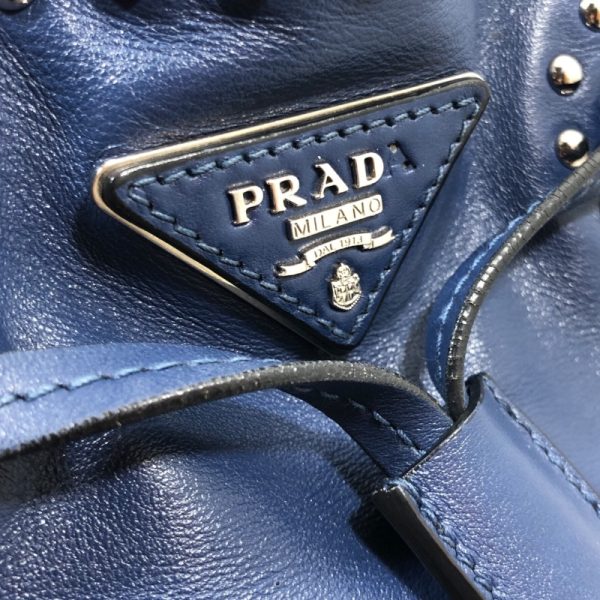 2300039467224 8 Prada Studded Drawstring Fringe Leather Tote Bag Blue