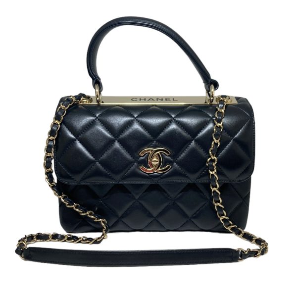 2301788 1 Chanel Top Handle Flap Bag Lambskin Black