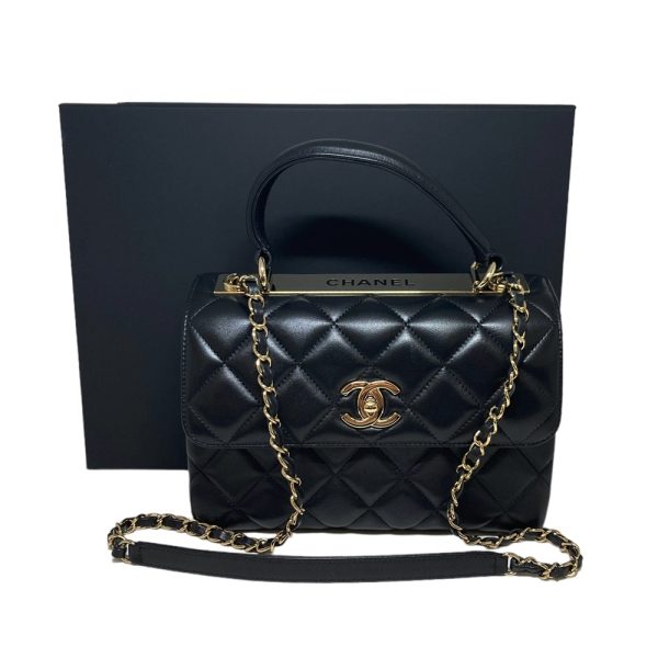 2301788 11 Chanel Top Handle Flap Bag Lambskin Black