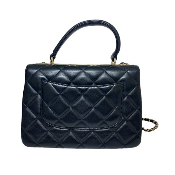 2301788 2 Chanel Top Handle Flap Bag Lambskin Black