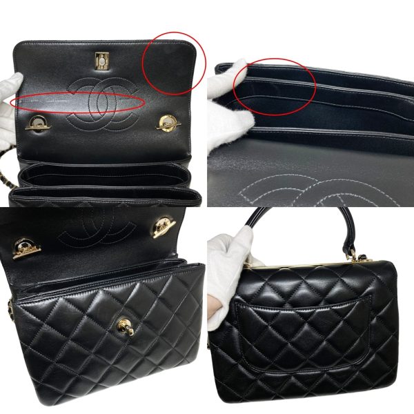 2301788 8 Chanel Top Handle Flap Bag Lambskin Black