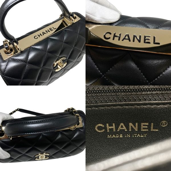 2301788 9 Chanel Top Handle Flap Bag Lambskin Black