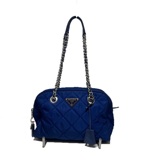 2302468 0 Prada Triangle Boston Chain Shoulder bag Blue