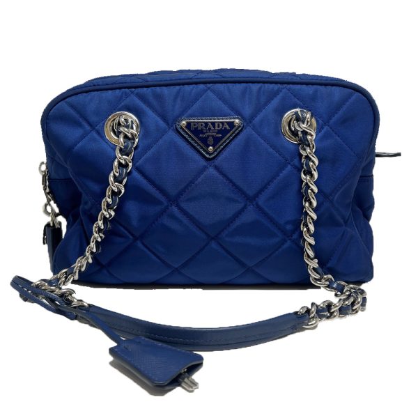 2302468 1 Prada Triangle Boston Chain Shoulder bag Blue