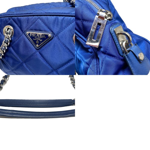 2302468 11 Prada Triangle Boston Chain Shoulder bag Blue