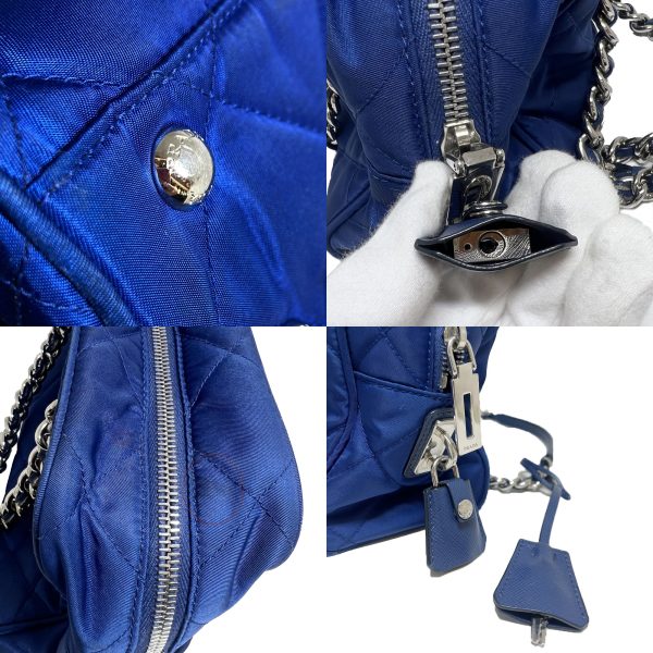 2302468 7 Prada Triangle Boston Chain Shoulder bag Blue